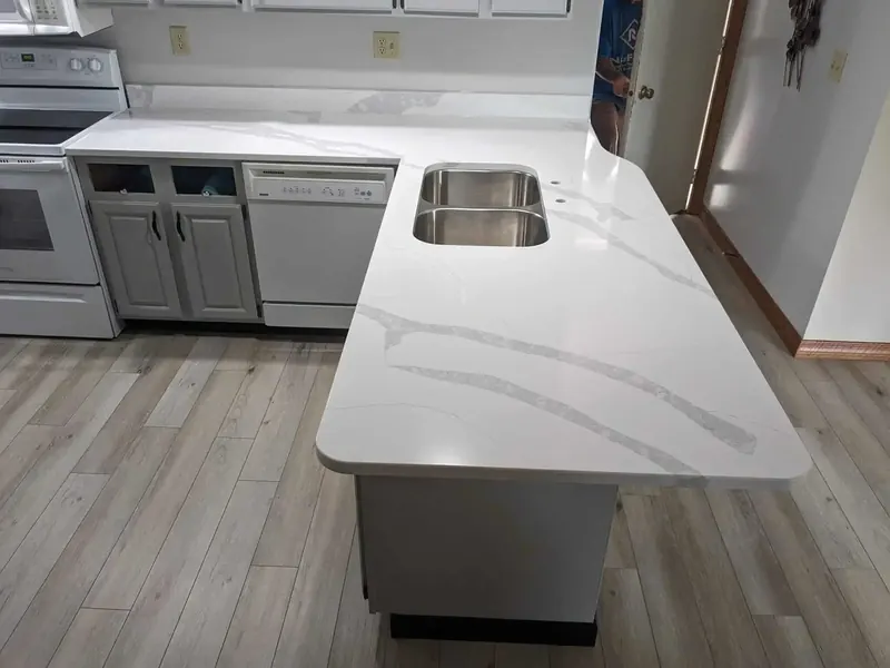 Close-up of quartz countertop texture