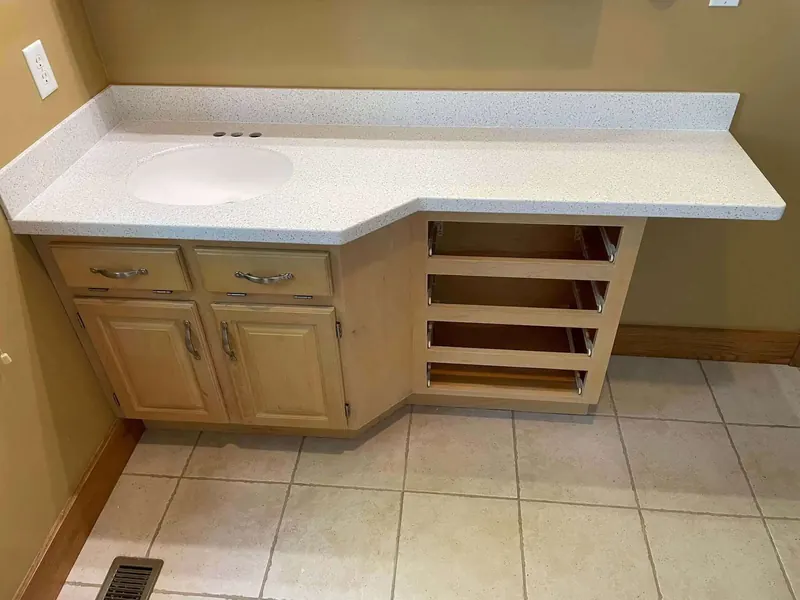 Hygienic solid surface countertop for food prep