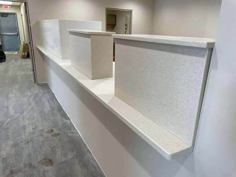 Durable solid surface countertop in residential kitchen