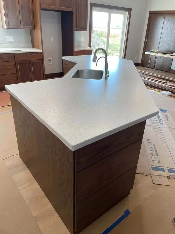 Custom shaped solid surface countertop