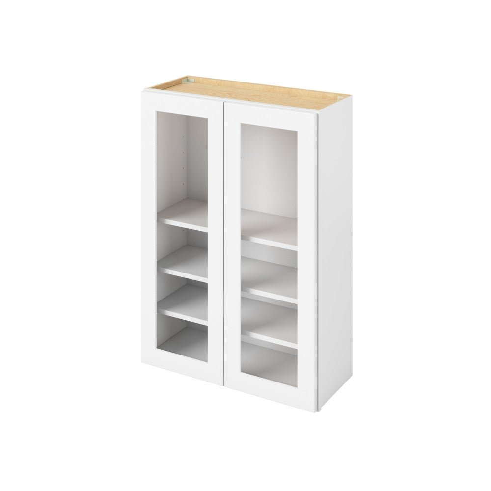 W3042MI &mdash; 30" x 42" Wall Cabinet with Glass Door and Matching Interior, 2 Doors, 3 Shelves