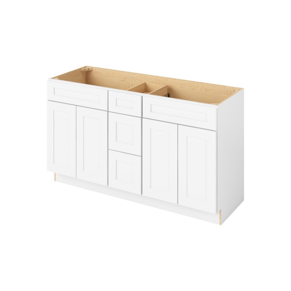 VCDB60-3 &mdash; 60" Vanity Combo Sink Three Drawers, 4 Doors-3 Drawers-2 False Fronts