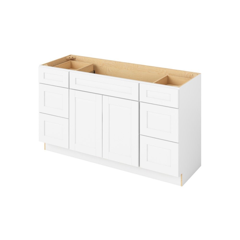 VCDB60-6 &mdash; 60" Vanity Combo Sink Six Drawer, 2 Doors-6 Drawers-1 False Front