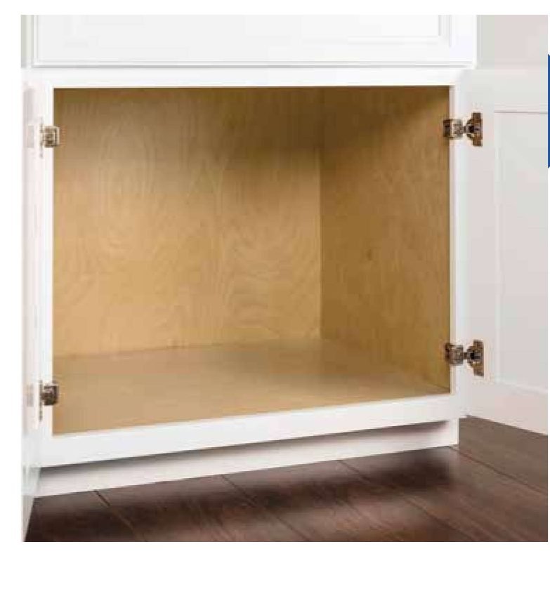 Clean, beautifully finished birch cabinet interior
